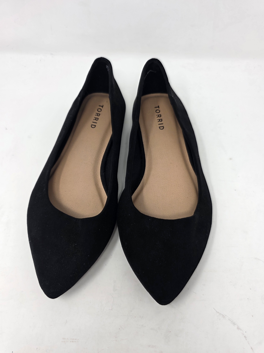 Torrid Womens Size 8.5 WW Black Faux Suede Pointed Toe Slip On Flat Shoes